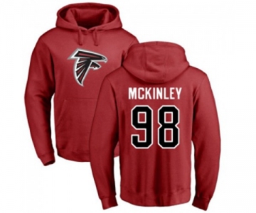 Football Atlanta Falcons #98 Takkarist McKinley Red Name & Number Logo Pullover Hoodie