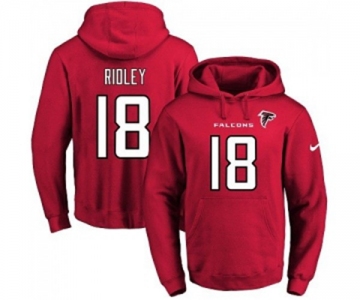 Football Men's Atlanta Falcons #18 Calvin Ridley Red Name & Number Pullover Hoodie