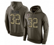 Football Men's Atlanta Falcons #32 Qadree Ollison Green Salute To Service Pullover Hoodie