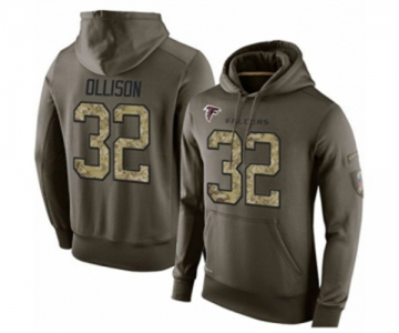 Football Men's Atlanta Falcons #32 Qadree Ollison Green Salute To Service Pullover Hoodie