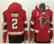 Men's Atlanta Falcons #2 Matt Ryan NEW Red Pocket Stitched NFL Pullover Hoodie