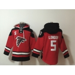 Men's Atlanta Falcons #5 Drake London Red Ageless Must-Have Lace-Up Pullover Hoodie