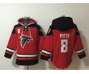 Men's Atlanta Falcons #8 Kyle Pitts Red Ageless Must-Have Lace-Up Pullover Hoodie