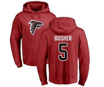 NFL Nike Atlanta Falcons #5 Matt Bosher Red Name & Number Logo Pullover Hoodie