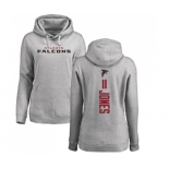 Football Women's Atlanta Falcons #11 Julio Jones Ash Backer Pullover Hoodie