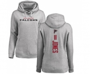 Football Women's Atlanta Falcons #11 Julio Jones Ash Backer Pullover Hoodie