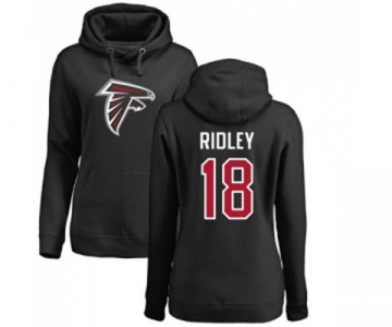 Football Women's Atlanta Falcons #18 Calvin Ridley Black Name & Number Logo Pullover Hoodie