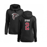 Football Women's Atlanta Falcons #2 Matt Ryan Black Name & Number Logo Pullover Hoodie