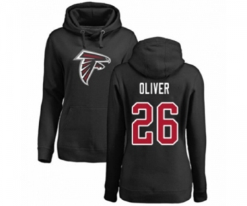 Football Women's Atlanta Falcons #26 Isaiah Oliver Black Name & Number Logo Pullover Hoodie