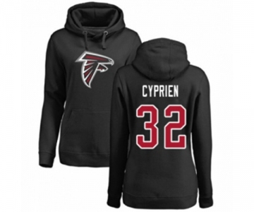 Football Women's Atlanta Falcons #32 Johnathan Cyprien Black Name & Number Logo Pullover Hoodie