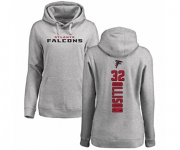 Football Women's Atlanta Falcons #32 Qadree Ollison Ash Backer Pullover Hoodie