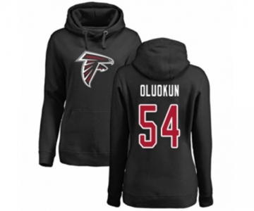 Football Women's Atlanta Falcons #54 Foye Oluokun Black Name & Number Logo Pullover Hoodie