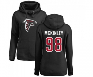 Football Women's Atlanta Falcons #98 Takkarist McKinley Black Name & Number Logo Pullover Hoodie