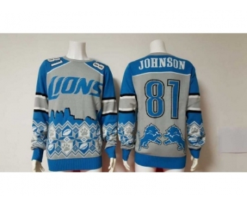 Nike Detroit Lions #81 Johnson blue jerseys Sweater