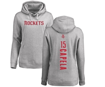 NBA Women's Nike Houston Rockets #15 Clint Capela Ash Backer Pullover Hoodie