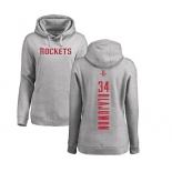 NBA Women's Nike Houston Rockets #34 Hakeem Olajuwon Ash Backer Pullover Hoodie