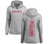 NBA Women's Nike Houston Rockets #34 Hakeem Olajuwon Ash Backer Pullover Hoodie