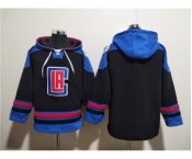 Men's Los Angeles Clippers Blank Black Blue Lace-Up Pullover Hoodie