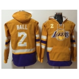 Los Angeles Lakers #2 Lonzo Ball Gold Name & Number Pullover NBA Hoodie