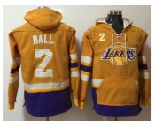 Los Angeles Lakers #2 Lonzo Ball Gold Name & Number Pullover NBA Hoodie