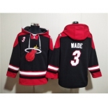 Men's Miami Heat #3 Dwyane Wade Black Ageless Must-Have Lace-Up Pullover Hoodie