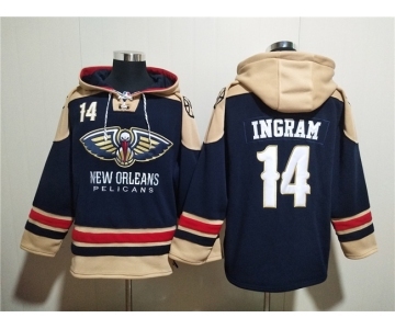 Men's New Orleans Pelicans #14 Brandon Ingram Navy Ageless Must-Have Lace-Up Pullover Hoodie