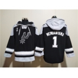 Men's San Antonio Spurs #1 Victor Wembanyama Black Ageless Must-Have Lace-Up Pullover Hoodie