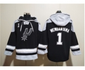 Men's San Antonio Spurs #1 Victor Wembanyama Black Ageless Must-Have Lace-Up Pullover Hoodie