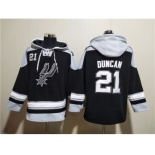 Men's San Antonio Spurs #21 Tim Duncan Black Ageless Must-Have Lace-Up Pullover Hoodie