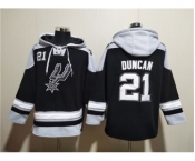 Men's San Antonio Spurs #21 Tim Duncan Black Ageless Must-Have Lace-Up Pullover Hoodie