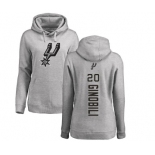 NBA Women's Nike San Antonio Spurs #20 Manu Ginobili Ash Backer Pullover Hoodie