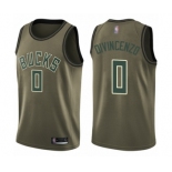 Youth Milwaukee Bucks #0 Donte DiVincenzo Swingman Green Salute to Service Basketball Jersey