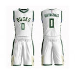 Youth Milwaukee Bucks #0 Donte DiVincenzo Swingman White Basketball Suit Jersey - Association Edition