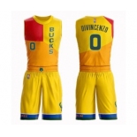 Youth Milwaukee Bucks #0 Donte DiVincenzo Swingman Yellow Basketball Suit Jersey - City Edition