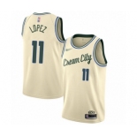 Youth Milwaukee Bucks #11 Brook Lopez Swingman Cream Basketball Jersey - 2019-20 City Edition