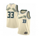 Youth Milwaukee Bucks #33 Kareem Abdul-Jabbar Swingman Cream Basketball Jersey - 2019-20 City Edition