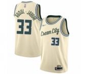 Youth Milwaukee Bucks #33 Kareem Abdul-Jabbar Swingman Cream Basketball Jersey - 2019-20 City Edition