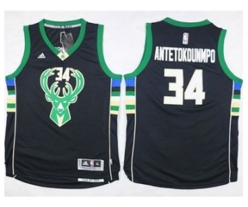 Youth Milwaukee Bucks #34 Giannis Antetokounmpo Black Stitched NBA Jersey