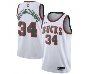 Youth Milwaukee Bucks #34 Giannis Antetokounmpo Swingman White Fashion Hardwood Classics Basketball Jersey