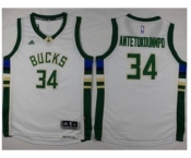 Youth Milwaukee Bucks #34 Giannis Antetokounmpo White Stitched NBA Jersey