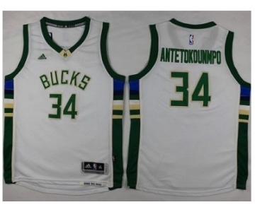 Youth Milwaukee Bucks #34 Giannis Antetokounmpo White Stitched NBA Jersey