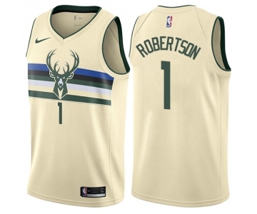 Youth Nike Milwaukee Bucks #1 Oscar Robertson Swingman Cream NBA Jersey - City Edition