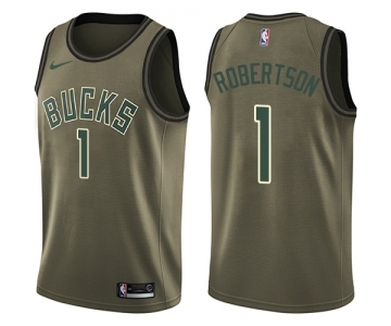 Youth Nike Milwaukee Bucks #1 Oscar Robertson Swingman Green Salute to Service NBA Jersey