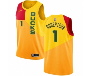 Youth Nike Milwaukee Bucks #1 Oscar Robertson Swingman Yellow NBA Jersey - City Edition