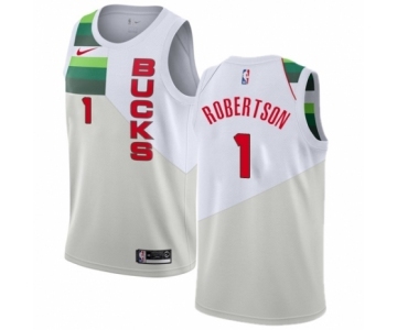 Youth Nike Milwaukee Bucks #1 Oscar Robertson White Swingman Jersey - Earned Edition