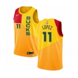 Youth Nike Milwaukee Bucks #11 Brook Lopez Swingman Yellow NBA Jersey - City Edition