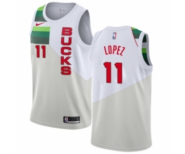 Youth Nike Milwaukee Bucks #11 Brook Lopez White Swingman Jersey - Earned Edition