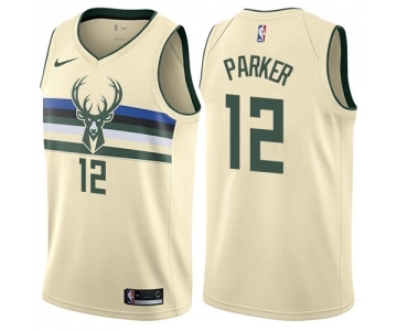 Youth Nike Milwaukee Bucks #12 Jabari Parker Swingman Cream NBA Jersey - City Edition