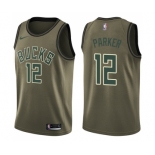 Youth Nike Milwaukee Bucks #12 Jabari Parker Swingman Green Salute to Service NBA Jersey