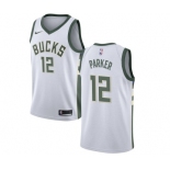 Youth Nike Milwaukee Bucks #12 Jabari Parker Swingman White Home NBA Jersey - Association Edition